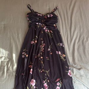 Chic Black Floral Midi Dress